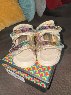 Kids Multi-Color Glitter Strap Sandals - Unbranded